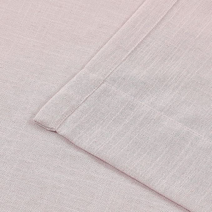 Vision Home Soft Pink Pinch Pleated Semi Sheer Curtains Textured Linen Blended Light Filtering Window Curtains 102 inch for Living Room Bedroom Patio Pinch Pleat Drapes with Hooks 1 Panel 60" Wx102 L