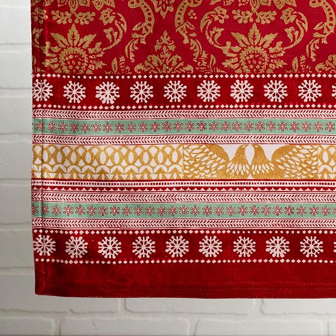 Maison d' Hermine Table Runner 100% Cotton Double Layer Table Runners 72 inches Long for Thanksgiving Christmas Decorations Home Kitchen Dining Party Wedding (Sofia, 14.5" x 72")