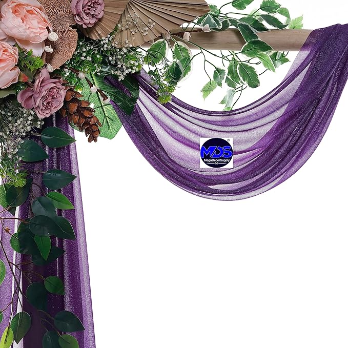 MDS Halloween Chiffon Draping Fabric - 1 Panel, 30" Wide x 40ft Long - Sheer Spooky Arbor & Canopy Drapery for Haunted House Backdrops, Party Ceilings, DIY Costumes & Themed Events - Cadbury Purple