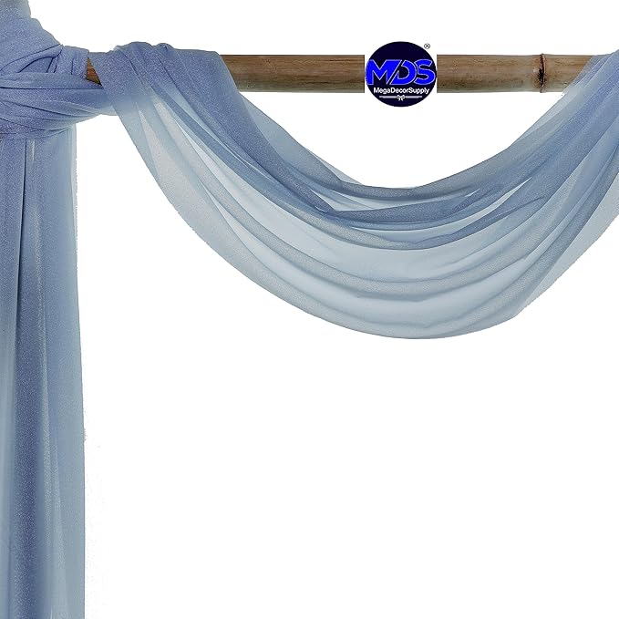 MDS Halloween Chiffon Draping Fabric - 2 Panel, 30" Wide x 75ft Long - Sheer Spooky Arbor & Canopy Drapery for Haunted House Backdrops, Party Ceilings, DIY Costumes & Themed Events - Dusty Blue