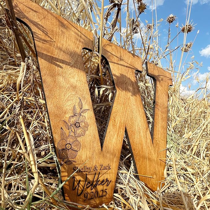 Decorative Wood Wedding Guest Book Sign with Pen, 12 to 30 Inch Letters