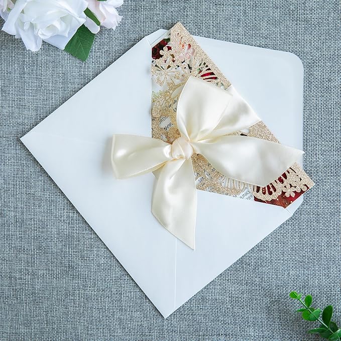 20 PCS 5.12x7.2 Butterfly Personalized Quinceanera Invitation, Customized XV Anos Laser Cut Invitation Cards with Envelopes (20 PCS Light Gold Personalized)