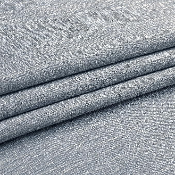 Vision Home Chambray Blue Pinch Pleated Semi Sheer Curtains Textured Light Filtering Window Curtains 95 inch for Living Room Bedroom Rayon Blended Blue Pinch Pleat Drapes with Hooks 2 Panels 40"Wx95"L