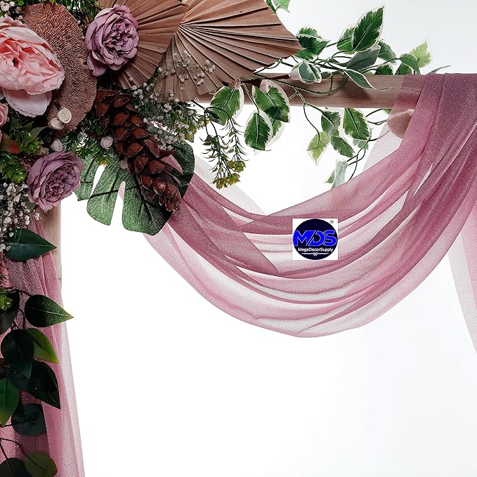 MDS Halloween Chiffon Draping Fabric - 1 Panel, 30" Wide x 30ft Long - Sheer Spooky Arbor & Canopy Drapery for Haunted House Backdrops, Party Ceilings, DIY Costumes & Themed Events - Mauva