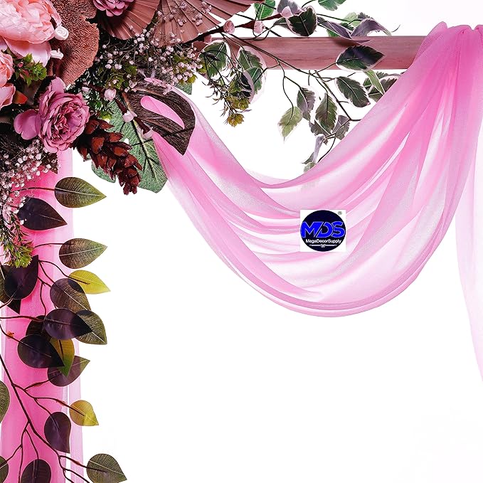 MDS Halloween Chiffon Draping Fabric - 1 Panel, 30" Wide x 30ft Long - Sheer Spooky Arbor & Canopy Drapery for Haunted House Backdrops, Party Ceilings, DIY Costumes & Themed Events - Bubblegum Pink