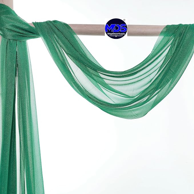 MDS Halloween Chiffon Draping Fabric - 1 Panel, 30" Wide x 75ft Long - Sheer Spooky Arbor & Canopy Drapery for Haunted House Backdrops, Party Ceilings, DIY Costumes & Themed Events - Emerald Green