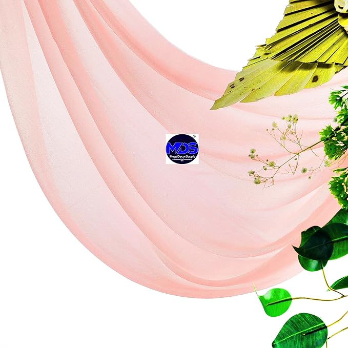 MDS Halloween Chiffon Draping Fabric - 1 Panel, 30" Wide x 40ft Long - Sheer Spooky Arbor & Canopy Drapery for Haunted House Backdrops, Party Ceilings, DIY Costumes & Themed Events - Peach