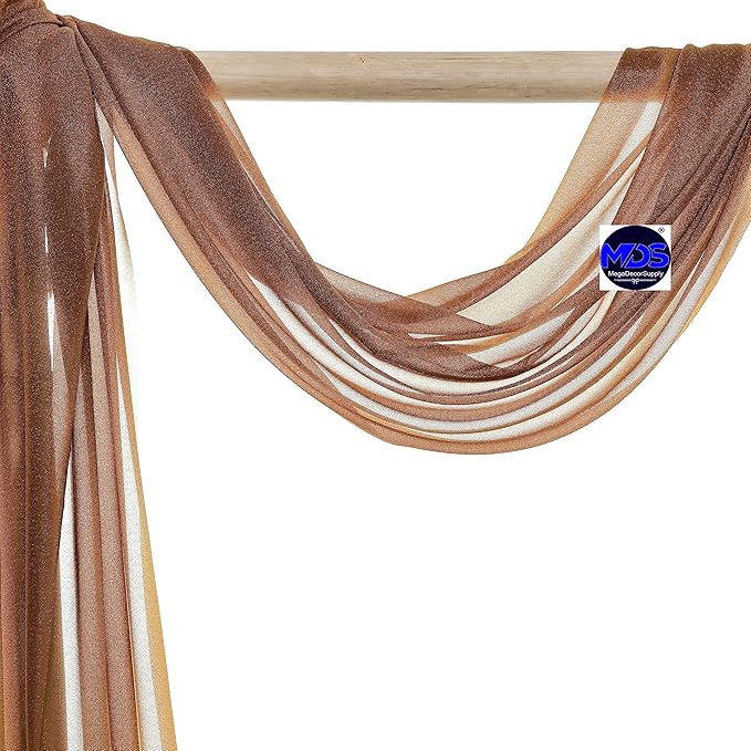 MDS Halloween Chiffon Draping Fabric - 1 Panel, 30" Wide x 50ft Long - Sheer Spooky Arbor & Canopy Drapery for Haunted House Backdrops, Party Ceilings, DIY Costumes & Themed Events - Mocha