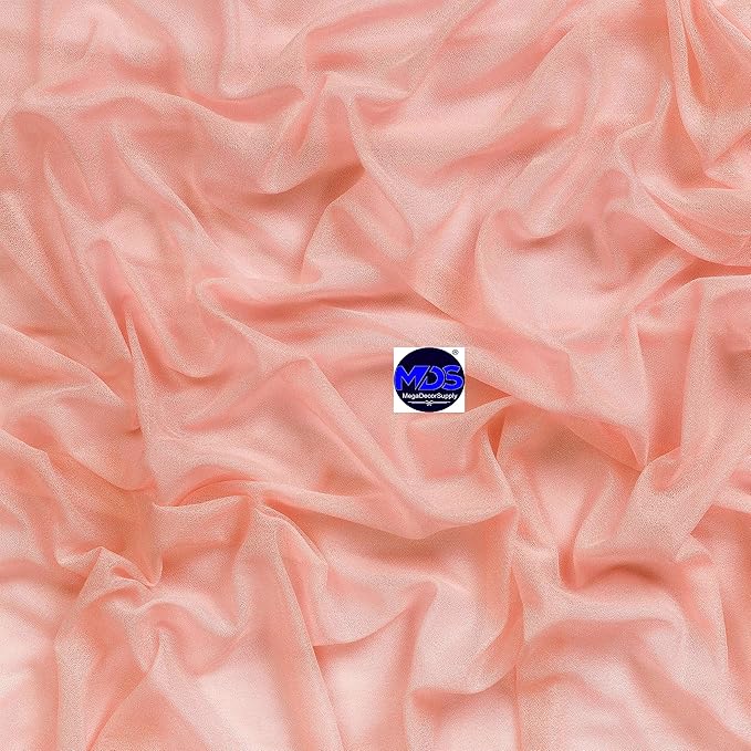 MDS Halloween Chiffon Draping Fabric - 2 Panel, 30" Wide x 75ft Long - Sheer Spooky Arbor & Canopy Drapery for Haunted House Backdrops, Party Ceilings, DIY Costumes & Themed Events - Peach
