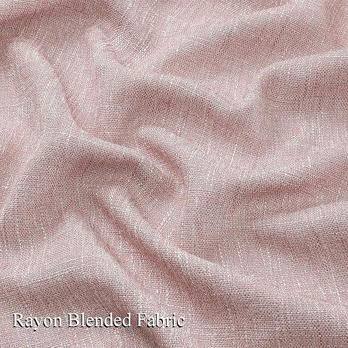 Vision Home Pink Pinch Pleated Semi Sheer Curtains for Girls Bedroom Living Room Textured Light Filtering Window Curtains 84 inch Rayon Blended Pinch Pleat Pink Drapes with Hooks 2 Panels 40" Wx84 L