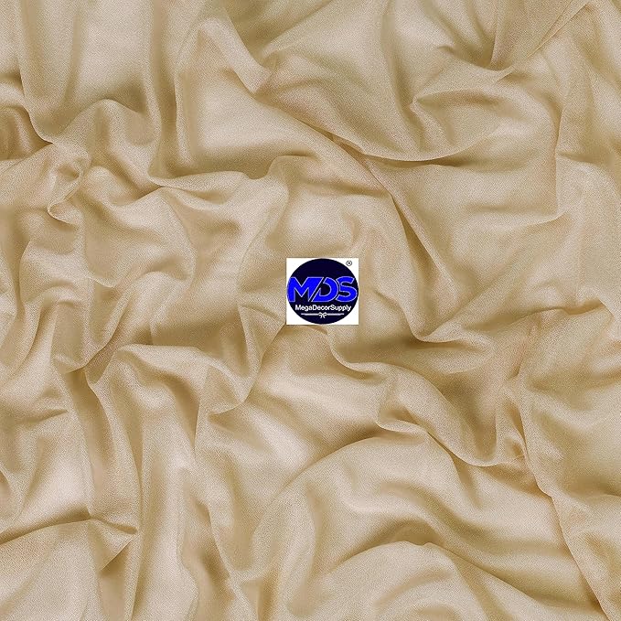 MDS Halloween Chiffon Draping Fabric - 2 Panel, 30" Wide x 30ft Long - Sheer Spooky Arbor & Canopy Drapery for Haunted House Backdrops, Party Ceilings, DIY Costumes & Themed Events - Champagne Gold